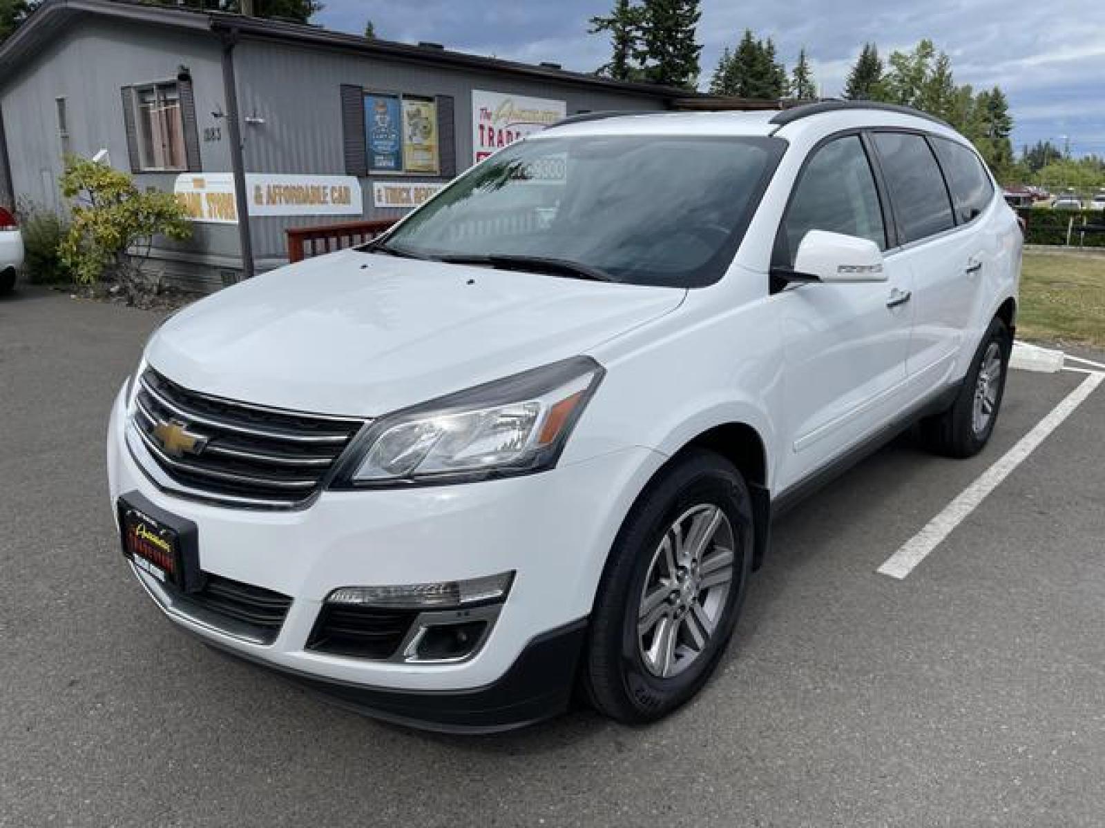 2016 White /Black Chevrolet Traverse LT Sport Utility 4D (1GNKVGKD9GJ) with an 3.6L V6 DOHC 24V engine, Automatic, 6-Spd transmission, located at 1283 SE Sedgwick Road, Port Orchard, WA, 98366, (360) 876-9300, 47.505535, -122.635643 - **Dealer Statement: The Trade Store offers the nicest previously owned inventory you'll find of cars, vans, trucks and more. We offer many banks, credit unions and special financing options to fit your needs regardless of your credit, as well as sourcing of specific vehicles for qualified custom - Photo #1
